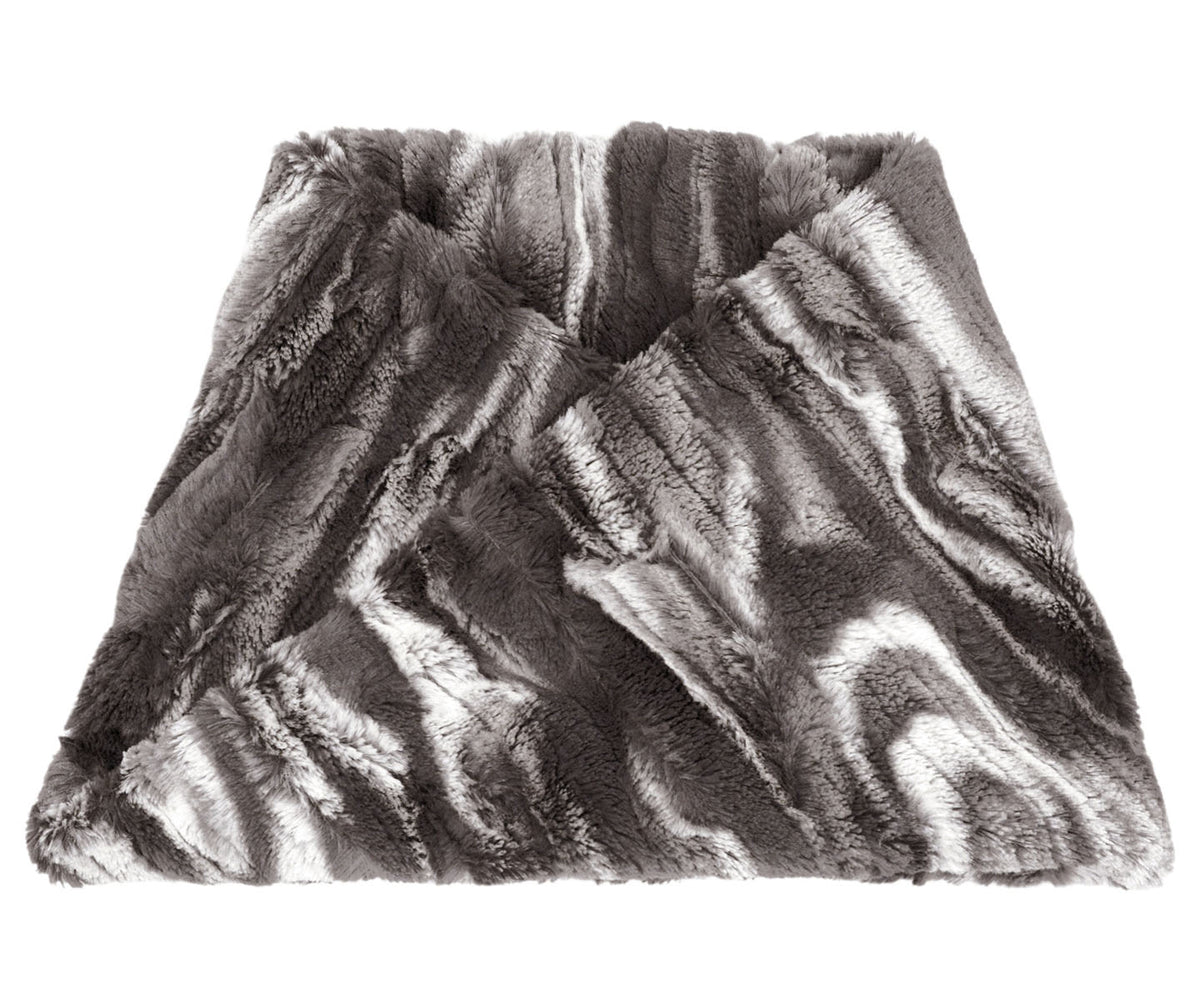 Men's Neck Warmer in Gray Marble Dune Faux Fur handmade in Seattle, WA USA by Pandemonium Millinery