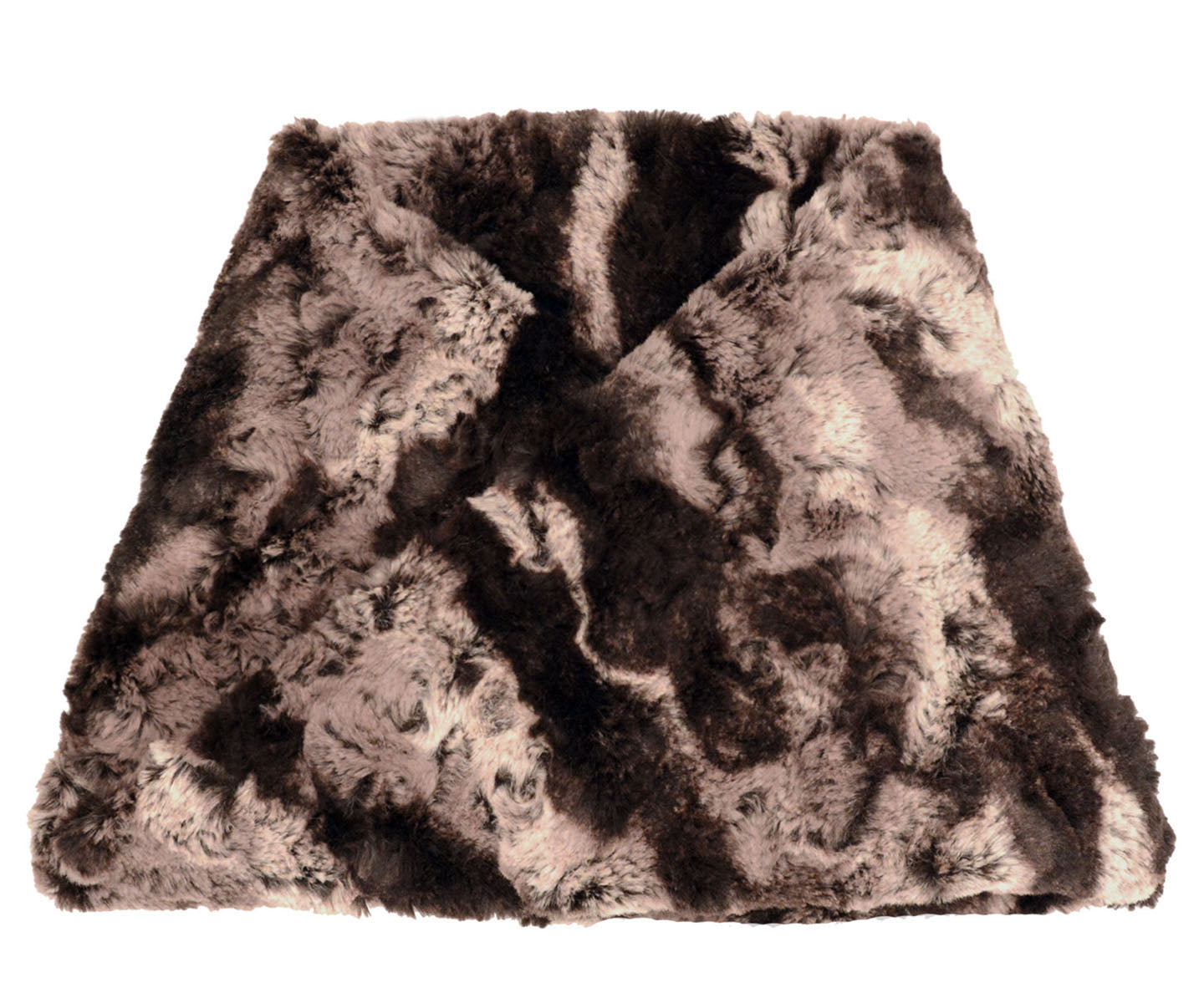 Men's Neck Warmer Shown in Luxury  Faux Fur in Mocha | Brown and Cream Faux Fur  | by Pandemonium Seattle