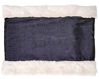 Product shot of women’s Neck Cowl | Velvet in Gray Smoky Quartz with Cuddly Sand Faux  Fur | Scarves Pandemonium Millinery | Handmade in Seattle WA| Handmade in Seattle WA | Pandemonium Millinery