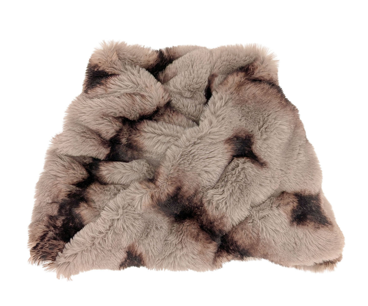 Royal Opulence Faux Fur Neck Warmer in Taupeful. Made in Seattle, WA, USA. Pandemonium Seattle.