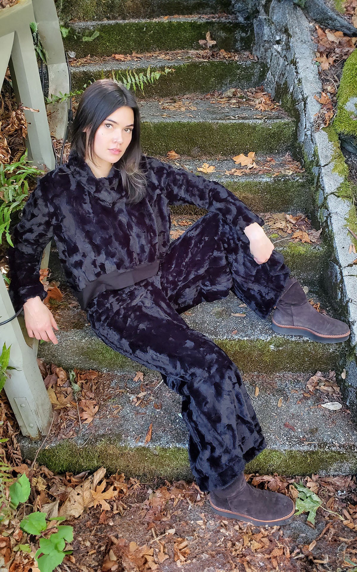 Woman wearing Northwest Pullover Top - Cuddly Black Made is Seattle Washington