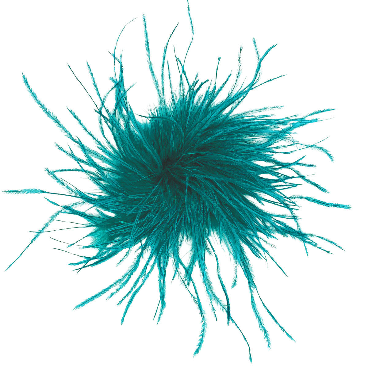 Ostrich Feather Brooch in Turquoise | Handmade in Seattle WA | Pandemonium Millinery