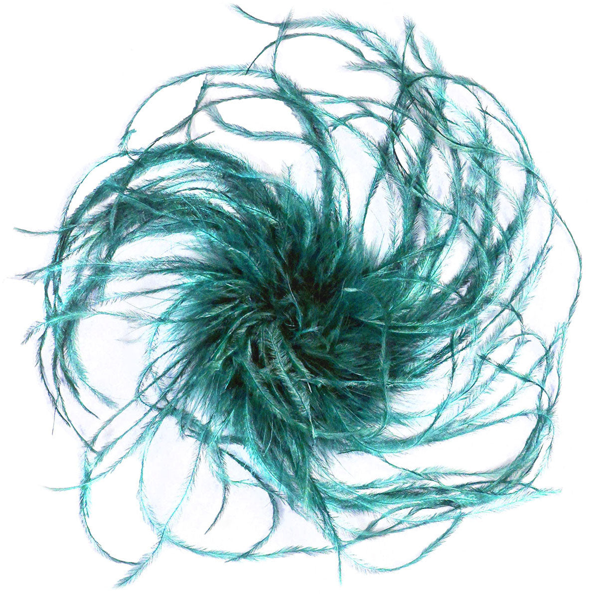 Ostrich Feather Brooch in Turquoise | Handmade in Seattle WA | Pandemonium Millinery