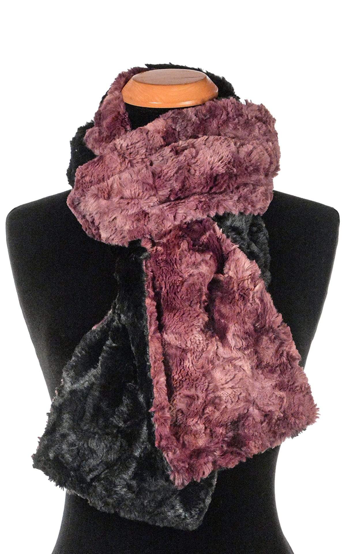 Pandemonium Millinery Classic Scarf - Two-Tone, Luxury Faux Fur in Highland (Meadow - SOLD OUT) Standard / Thistle / Black Scarves Wholesale