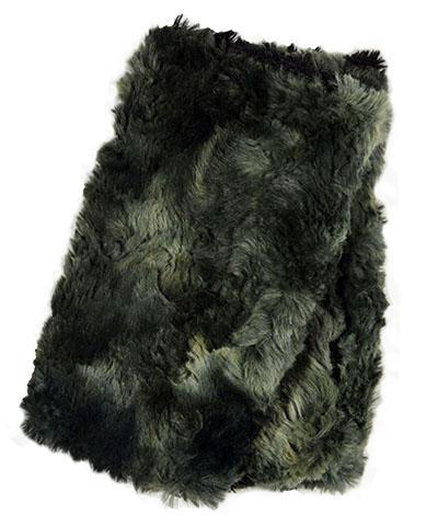 Reversible Fingerless Gloves | Luxury Faux Fur in Highland Green Meadow lined Black | Pandemonium Millinery