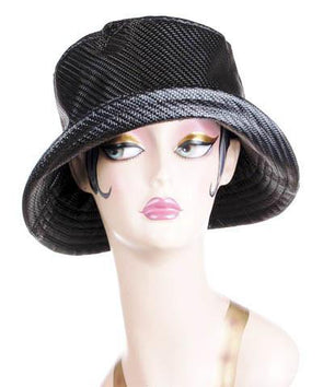 Hollie Rain Hat | Wicker Basket in Black Vinyl | Handmade Seattle, WA USA by Pandemonium Millinery