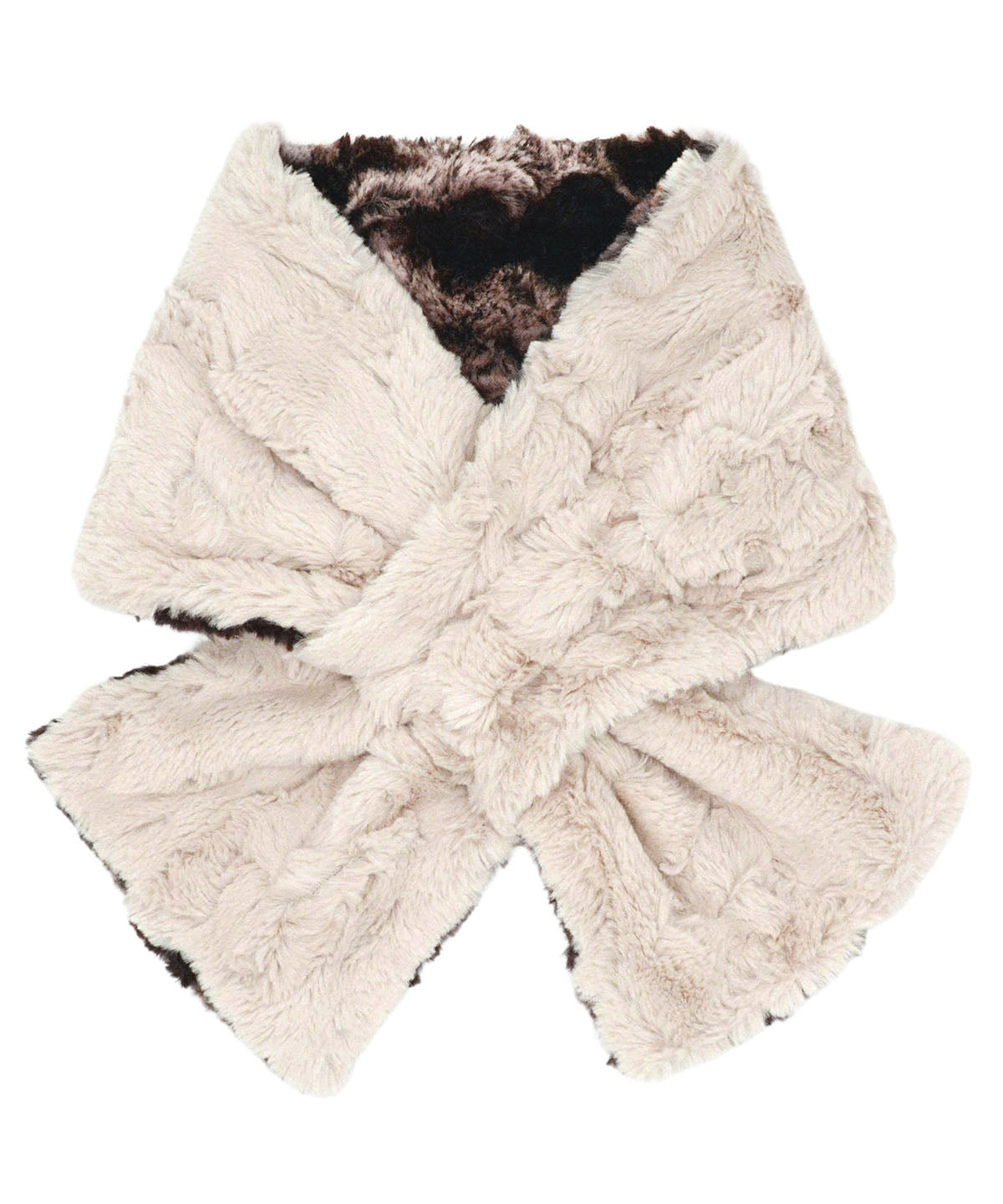 Pull Through Scarf in Mocha Faux Fur Handmade in Seattle, WA USA by Pandemonium Millinery