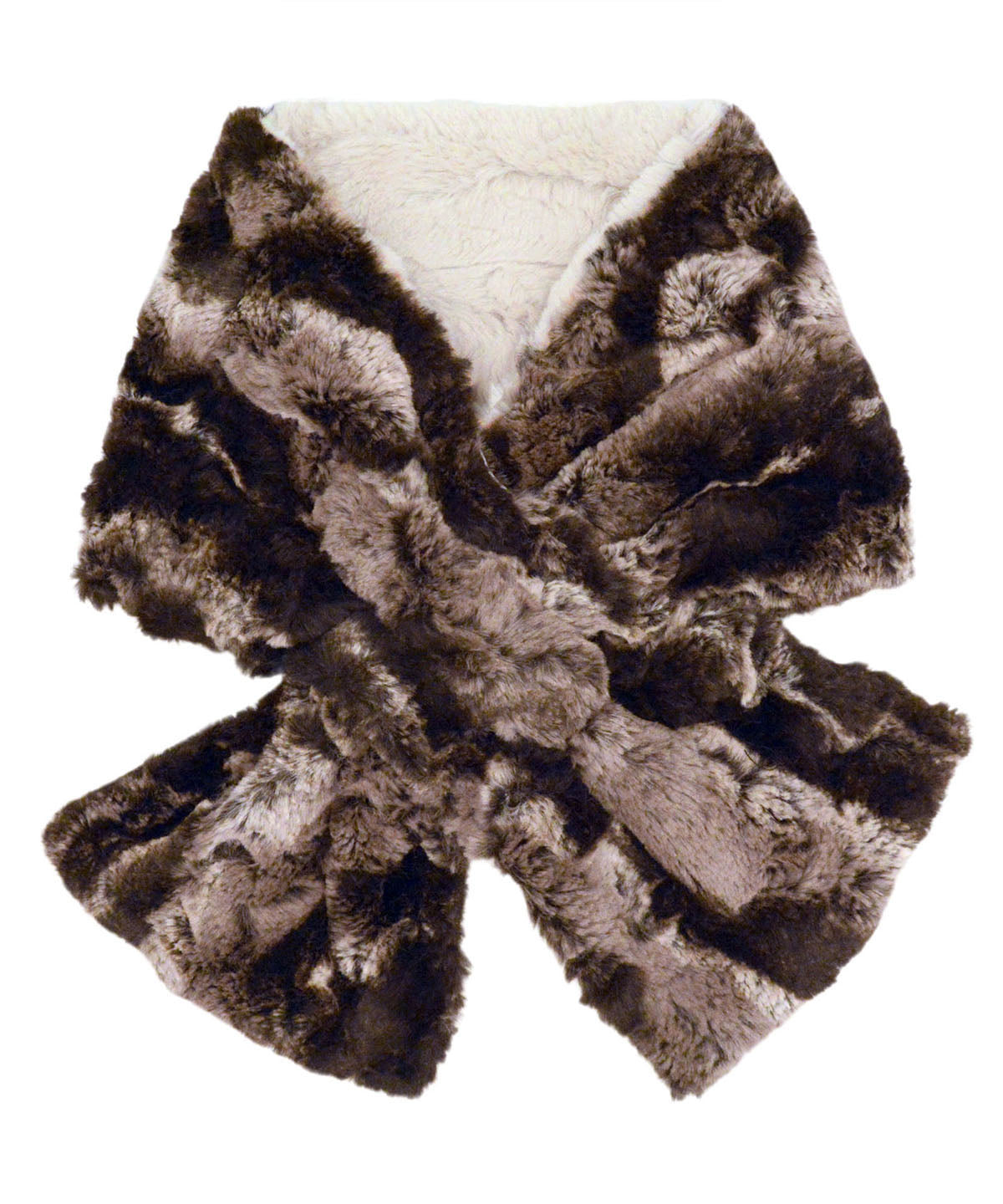 Pull Through Scarf in Mocha Faux Fur Handmade in Seattle, WA USA by Pandemonium Millinery