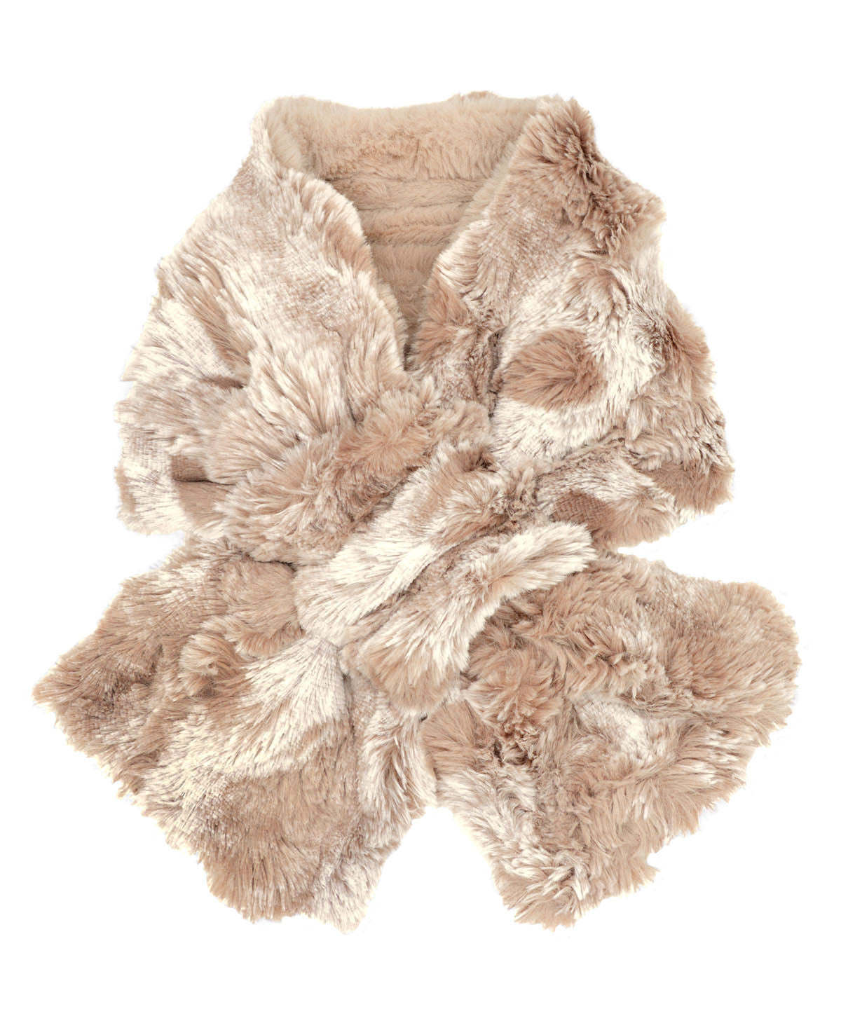 Reversible Pull Thru Scarf | Cloudwalk and Cirrus in Honey Faux Fur | Handmade in Seattle, WA USA | By Pandemonium Seattle