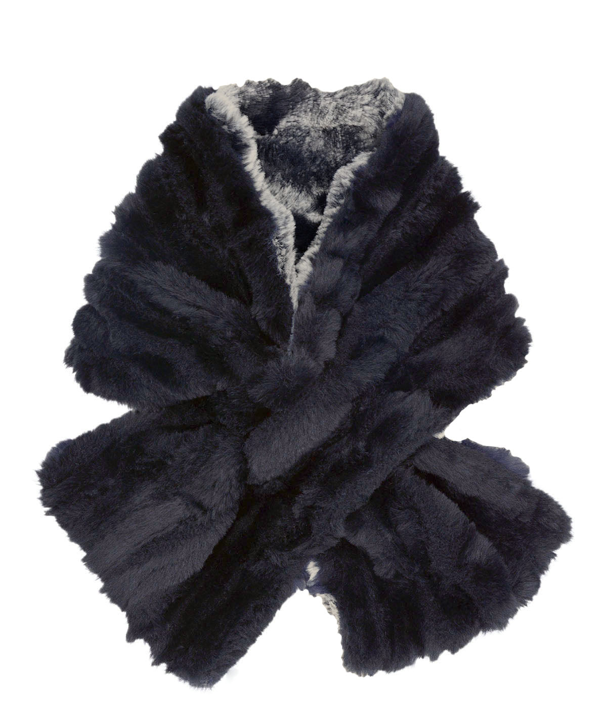 Reversible Pull Thru Scarf | Cloudwalk and Cirrus in Shadow Faux Fur | Shown in Reverse | Handmade in Seattle, WA USA | By Pandemonium Seattle