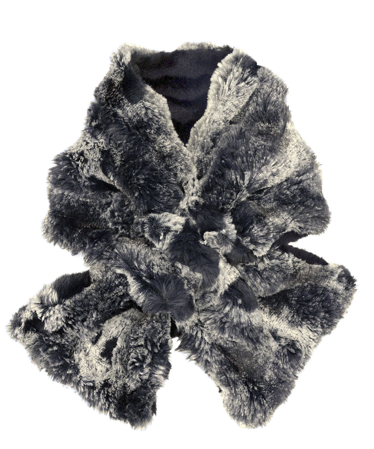 Reversible Pull Thru Scarf | Cloudwalk and Cirrus in Shadow Faux Fur | Handmade in Seattle, WA USA | By Pandemonium Seattle