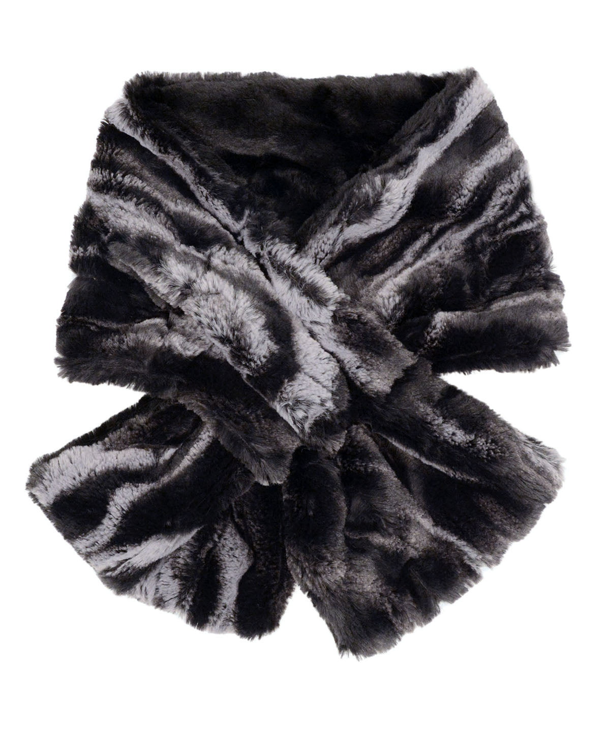 Pull Thru Scarf in Black Marble Dune Faux Fur handmade in Seattle, WA USA by Pandemonium Millinery