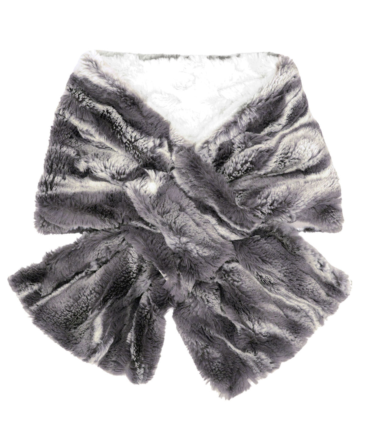 Pull Thru Scarf in Gray Marble Dune Faux Fur handmade in Seattle, WA USA by Pandemonium Millinery