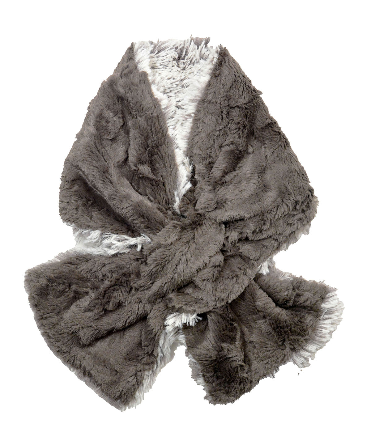 Pull-Thru Scarf | Pearl Fox Faux Fur with Cuddly reverse | Handmade by Pandemonium Seattle USA