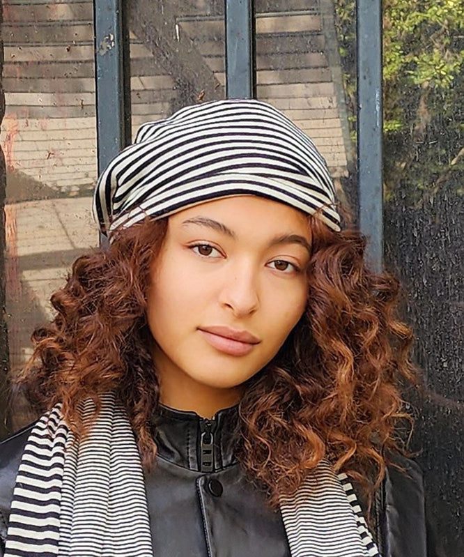 Rowdie Hat Reversed | Parisian Vintage Striped Jersey Knit | Pandemonium Millinery Handmade USA