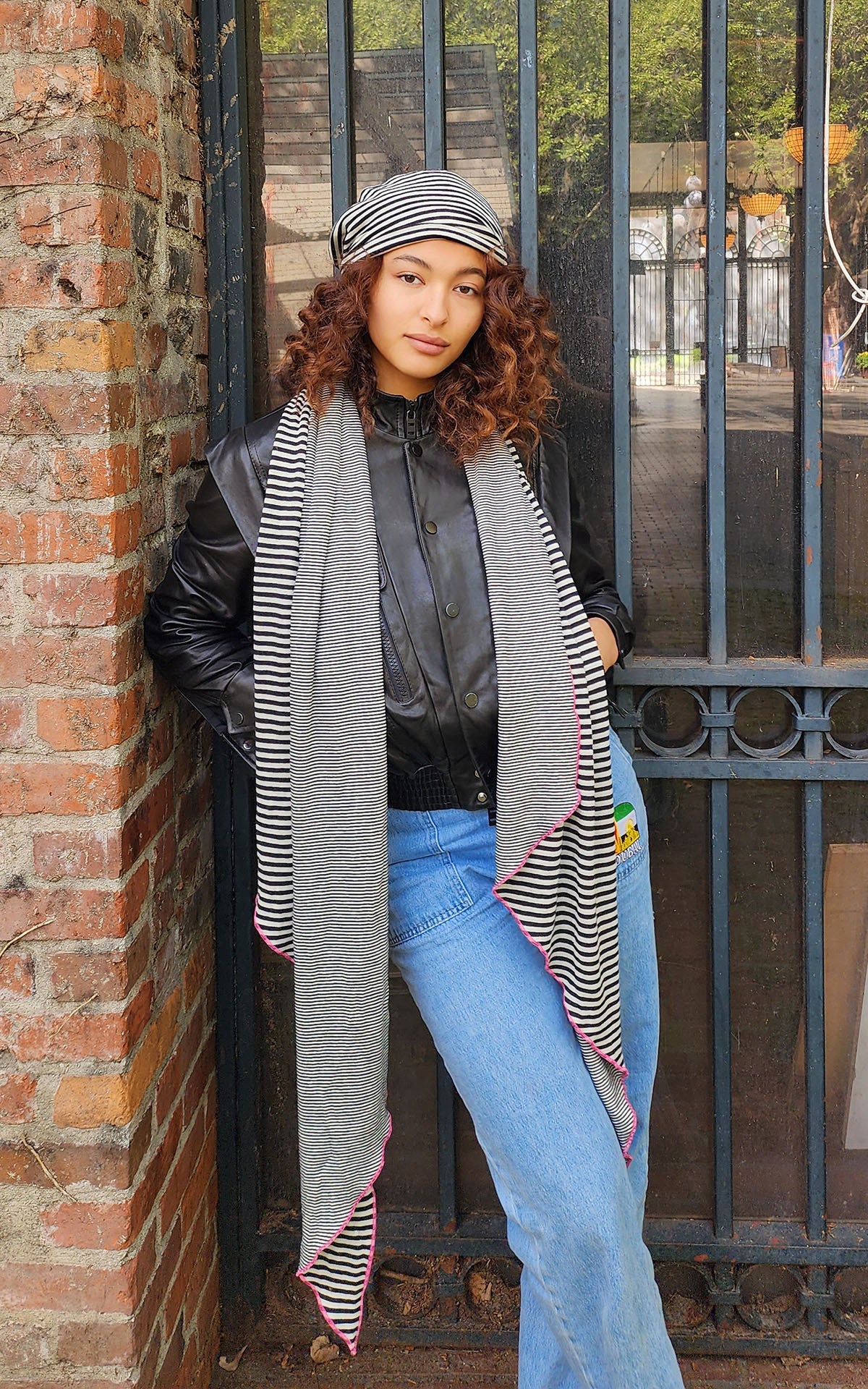 Handkerchief Scarf | Parisian Vintage Striped Jersey Knit | Pandemonium Millinery Handmade USA