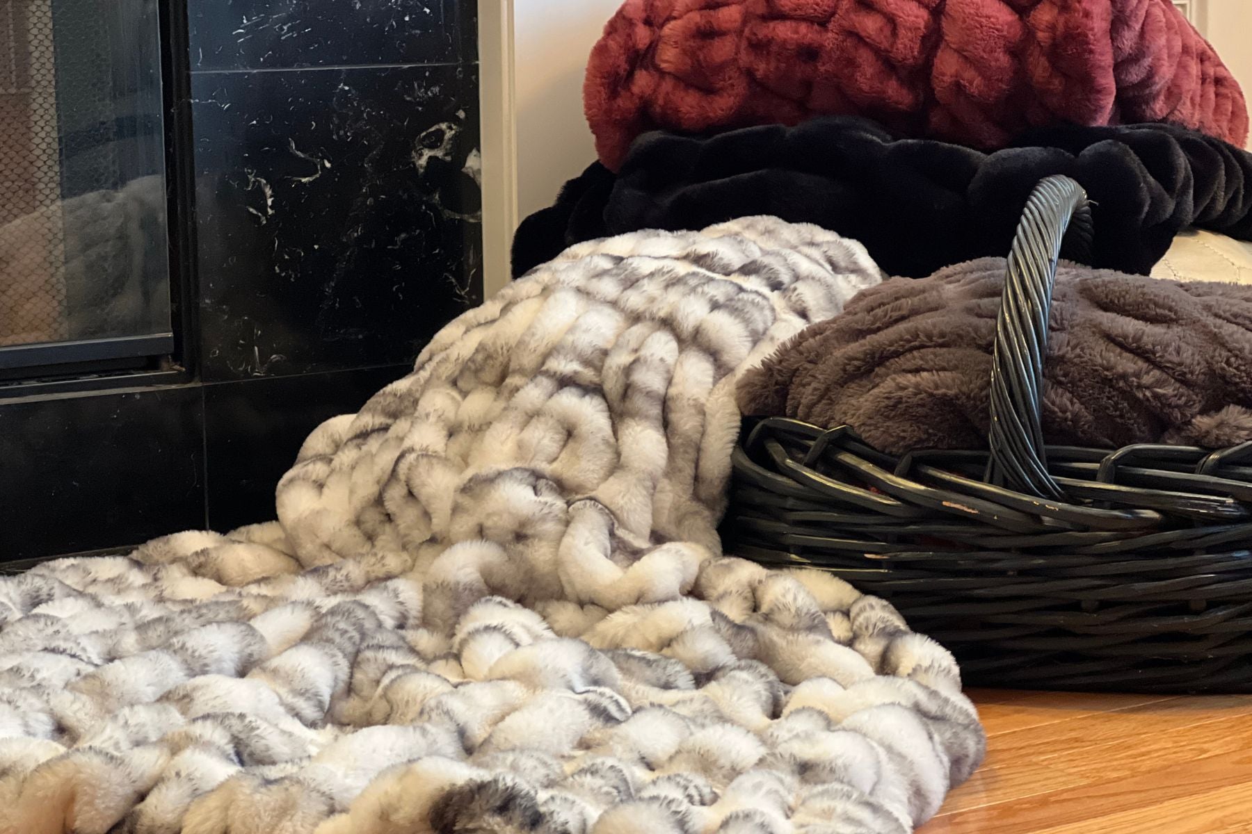 Luxury Faux Fur Throw in Aspen From Royal Opulence Collection Made in Seattle, WA.