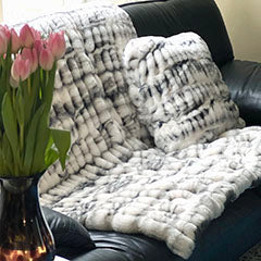 white and gray shar pei faux fur throw in Aspen royal opulence handcrafted by Pandemonium Seattle USA
