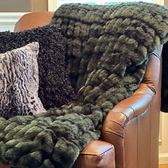 Throw Blanket in Black Pine Royal Opulence with assorted Pillow Shams handmade in the USA by Pandemonium Seattle