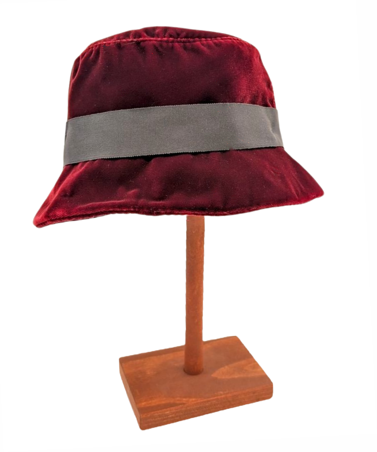 Samantha Hat in Bordeaux Velvet with a Black Grosgrain Band | Handmade in Seattle, WA USA | Pandemonium Millinery