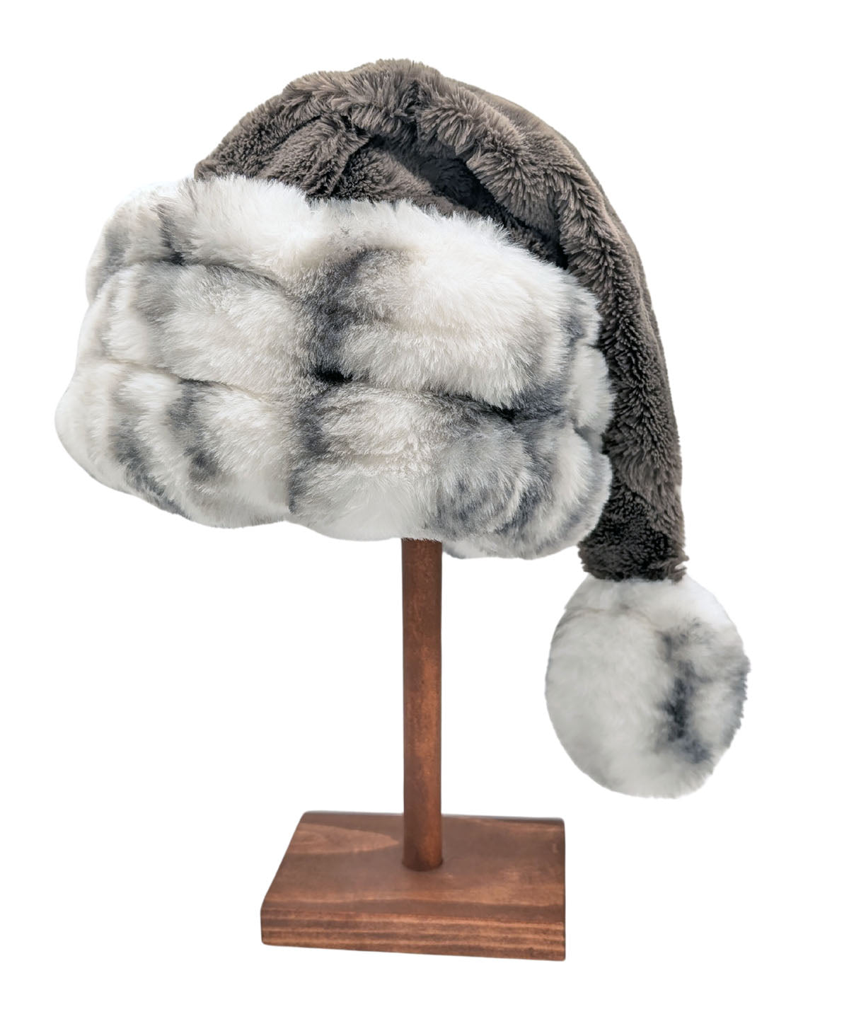 Santa Hat Style - Cuddly Gray Faux Fur with Aspen Royal Opulence Cuff