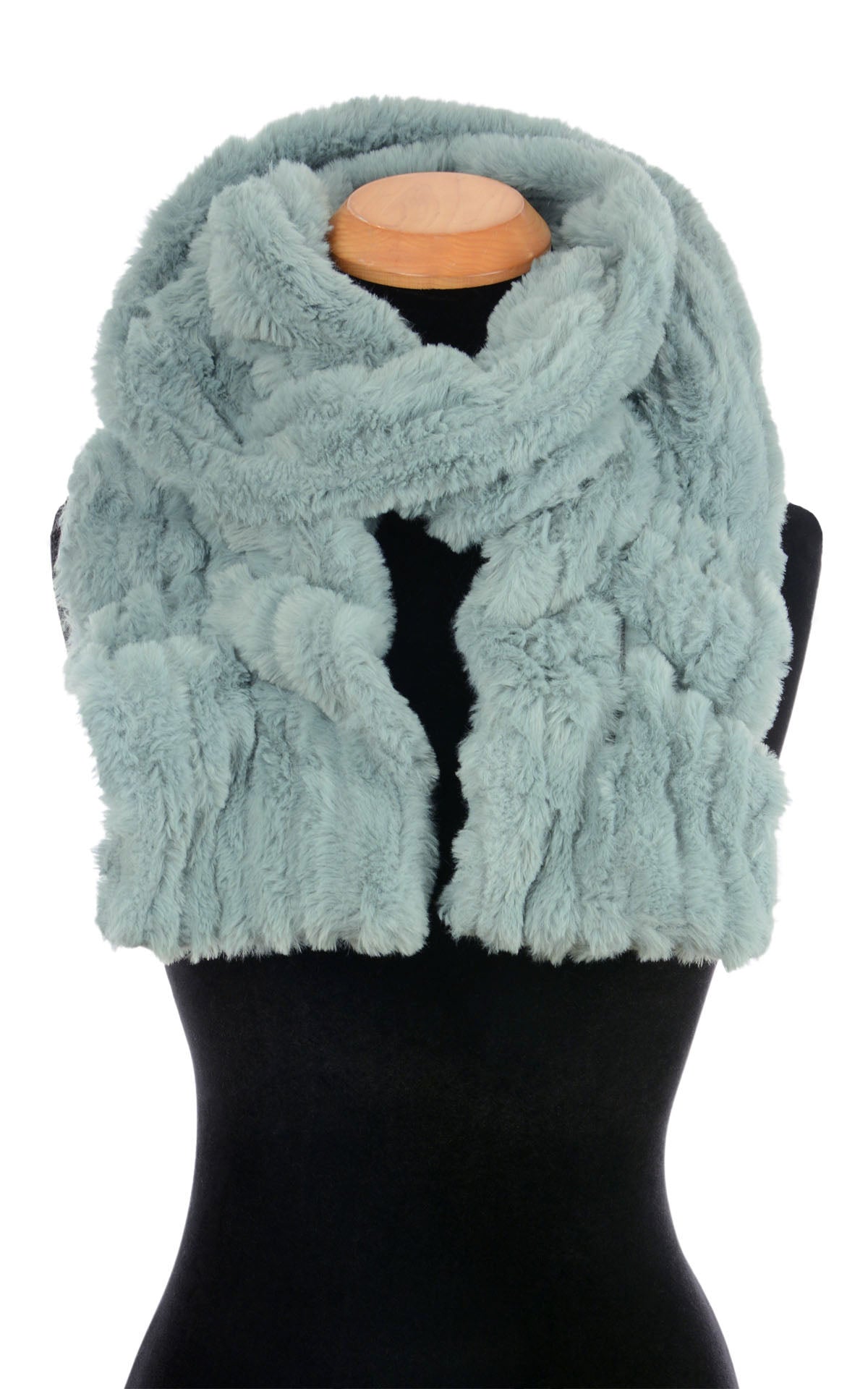 Scrunchy Scarf | Cirrus Faux Fur in Blue Mist | Shown wrapped once | Handmade in Seattle WA | By Pandemonium Seattle