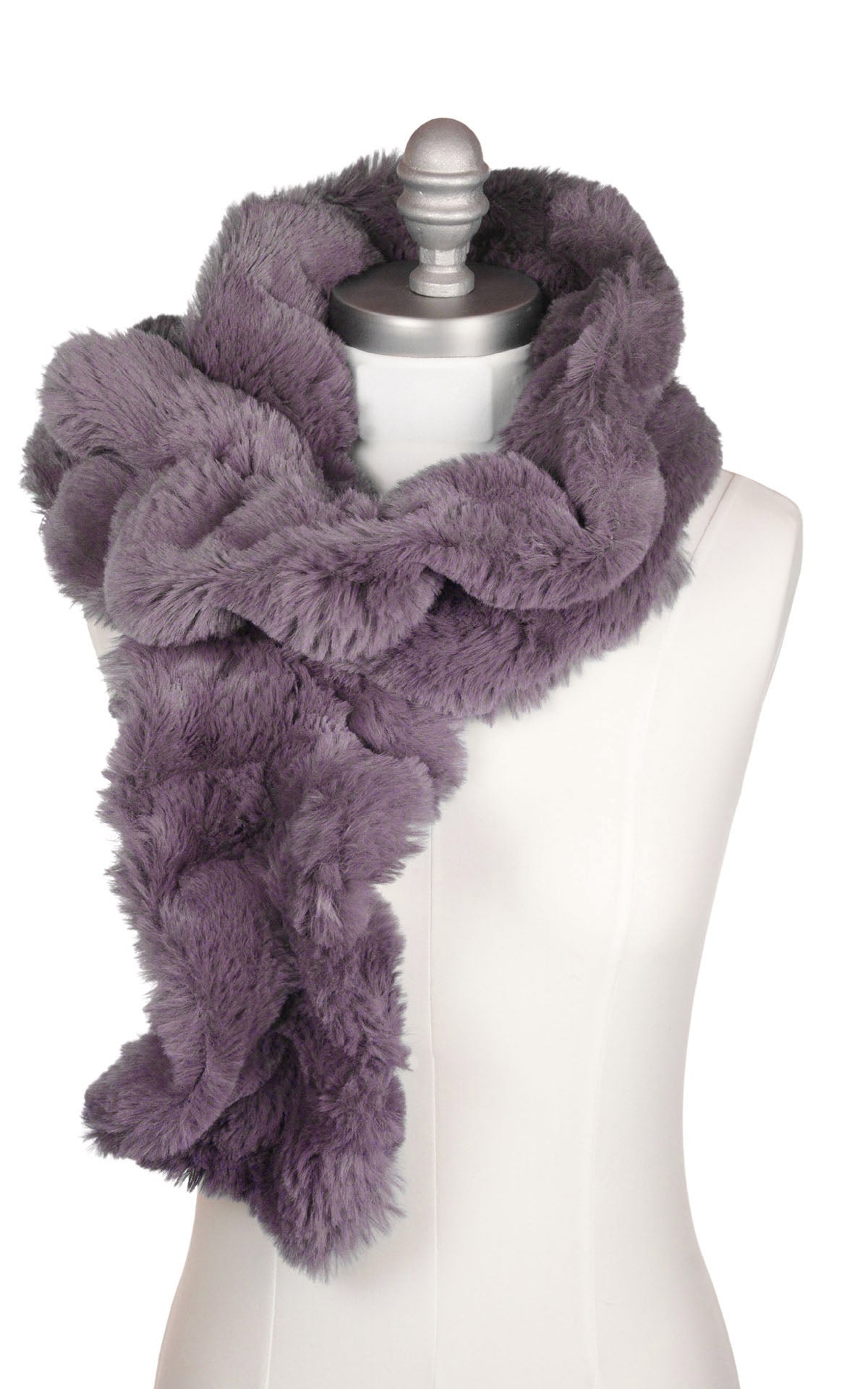 Enchanted Dreams in Sugar Plum Scrunchy Scarf. Enchanted Dreams Faux Fur Scrunchy Scarf is handmade in Seattle, WA, USA by Pandemonium Seattle.