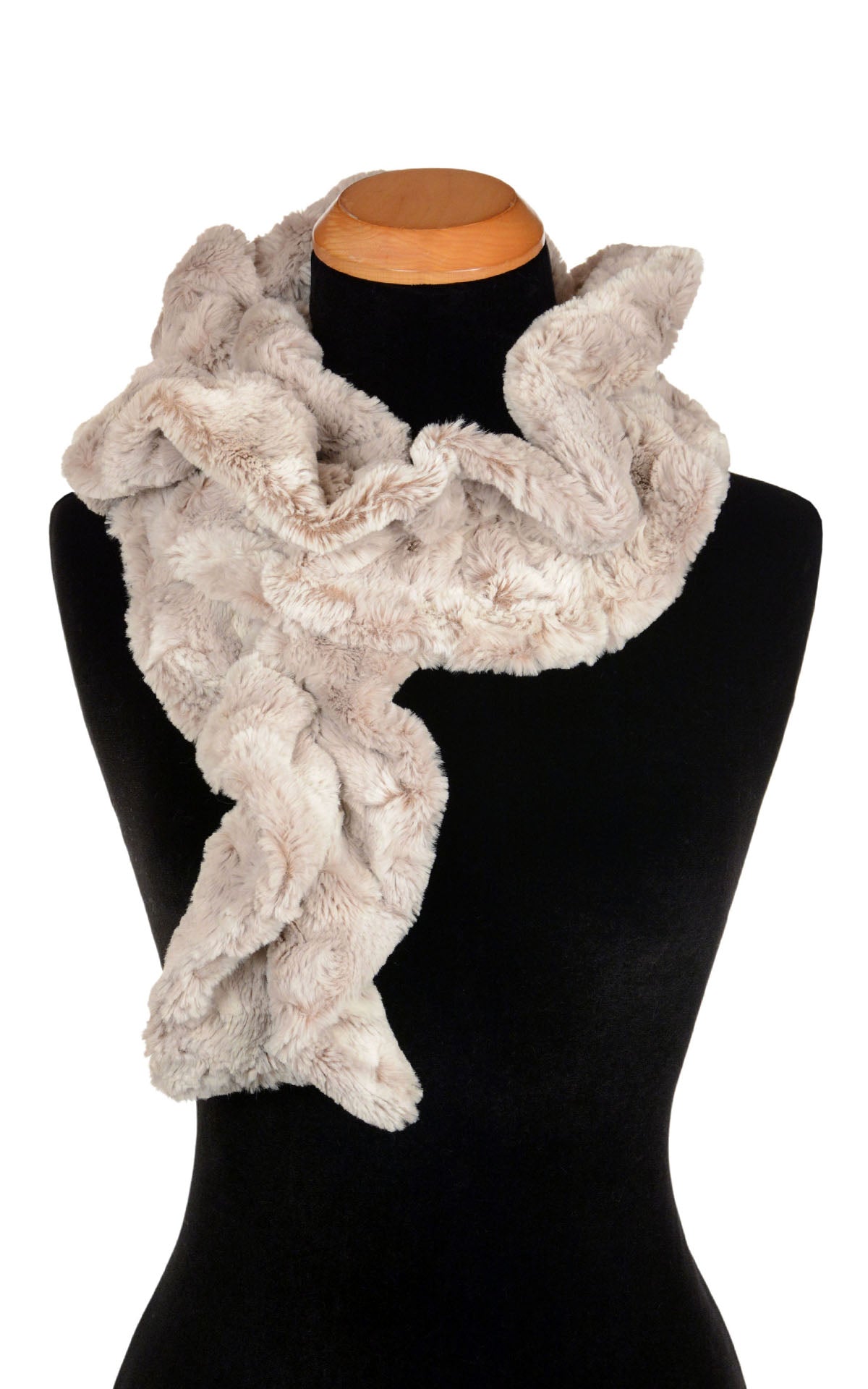 Women&#39;s Scrunchy Scarf | Luxury Faux Fur in Café Au Lait | Handmade in Seattle, Wa | Pandemonium Seattle