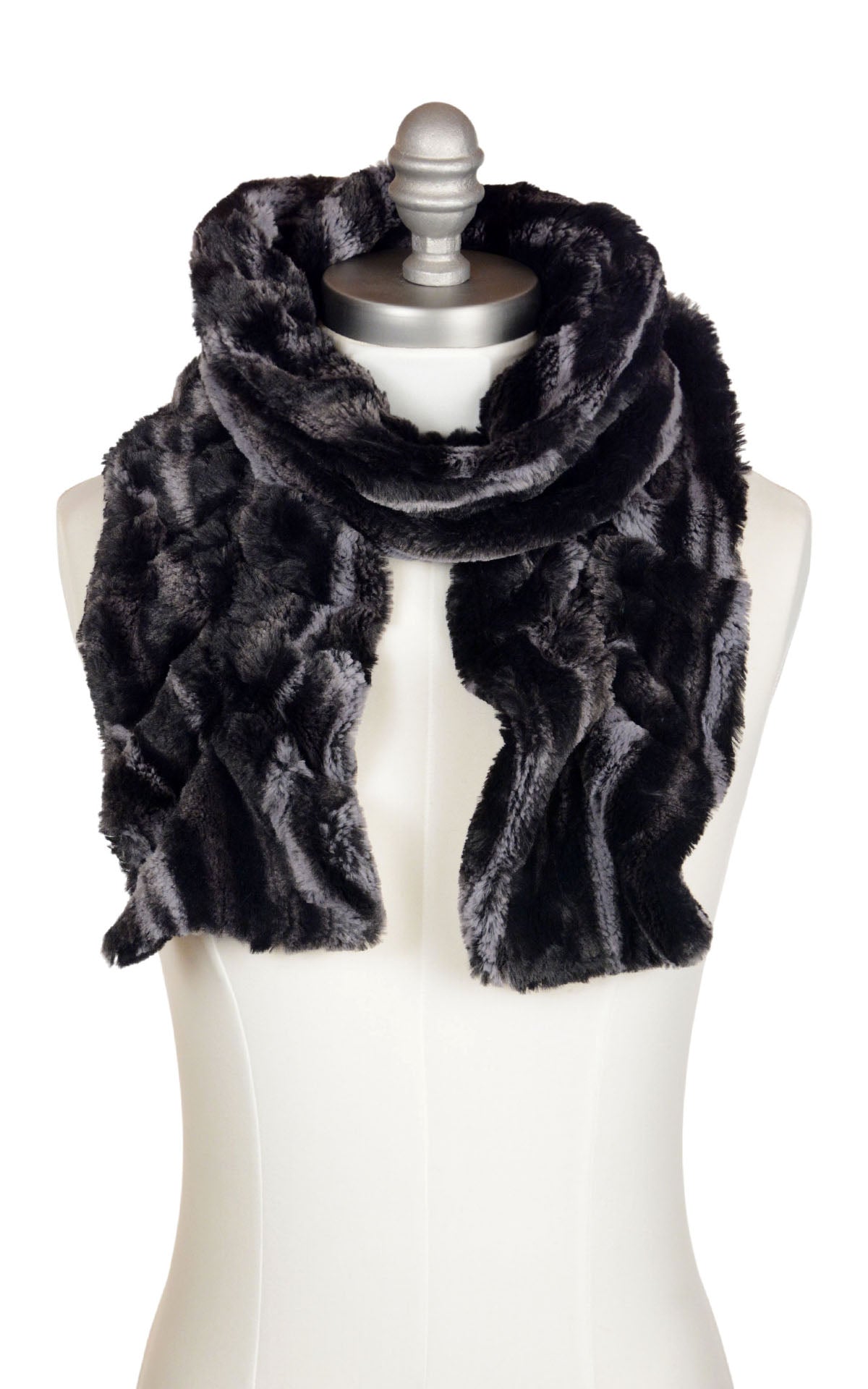 Scrunchy Scarf in Gray Marble Dune Faux Fur handmade in Seattle, WA USA by Pandemonium Millinery