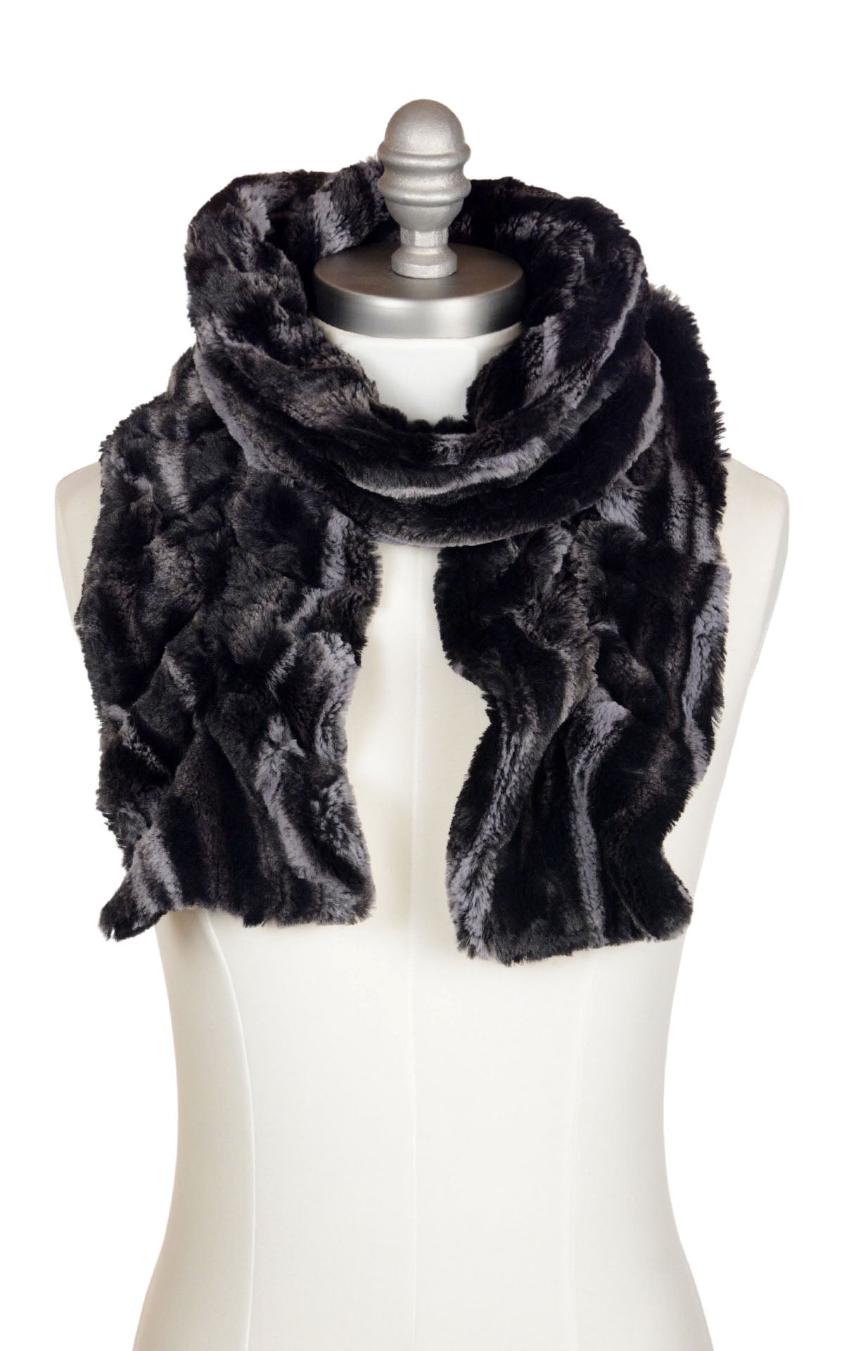 Scrunchy Scarf in Black Marble Dune Faux Fur handmade in Seattle, WA USA by Pandemonium Millinery