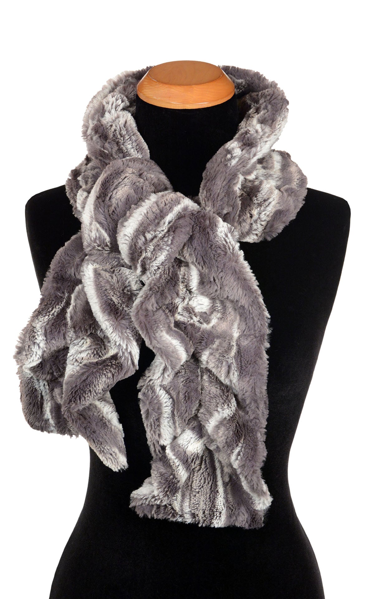 Scrunchy Scarf in Gray Marble Dune Faux Fur handmade in Seattle, WA USA by Pandemonium Millinery