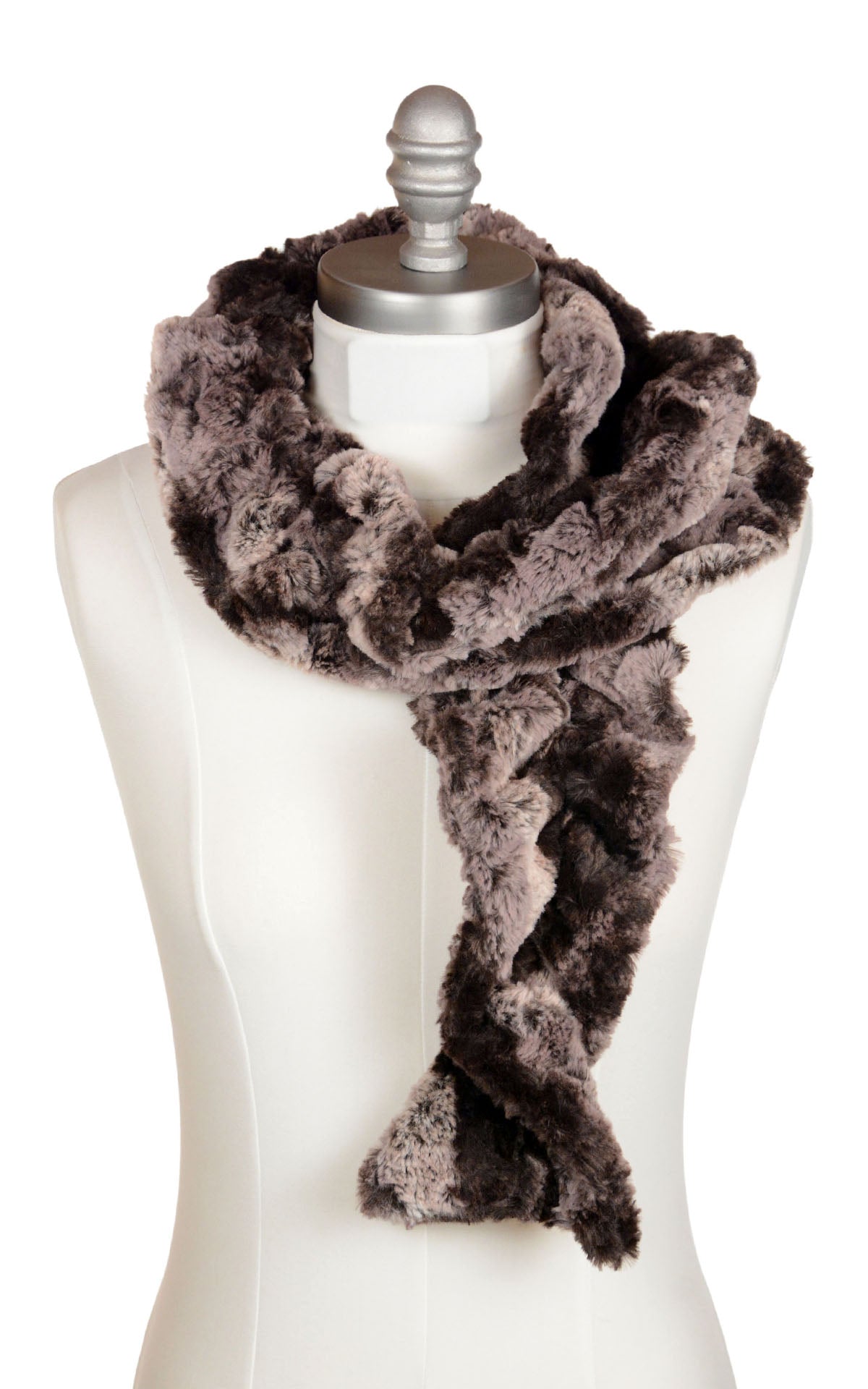 Scrunchy Scarf | Luxury Faux Fur in Mocha | Handmade in Seattle, Wa | Pandemonium Seattle