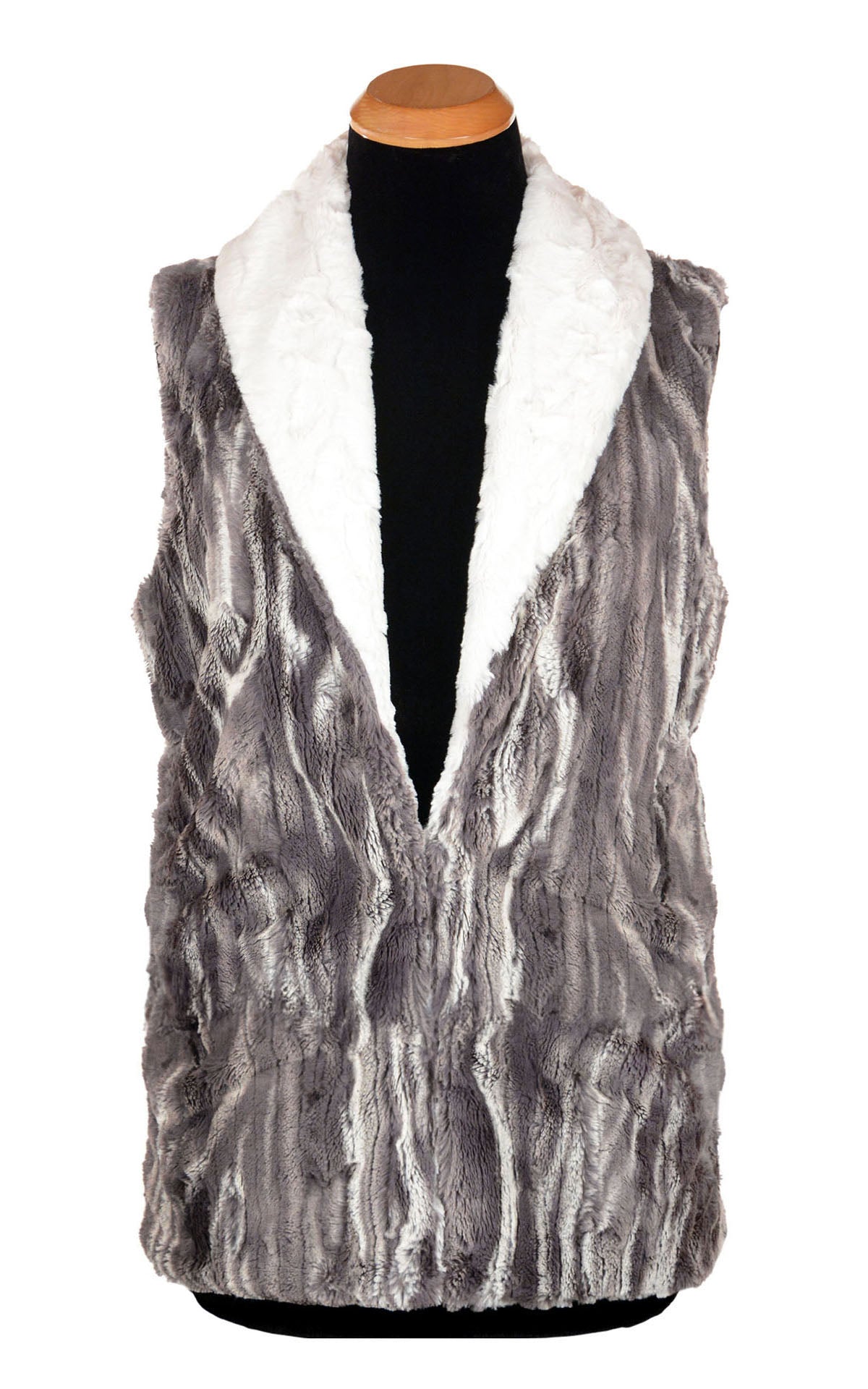 Shawl Collar Vest - Marble Dune Luxury Faux Fur with Cuddly Fur