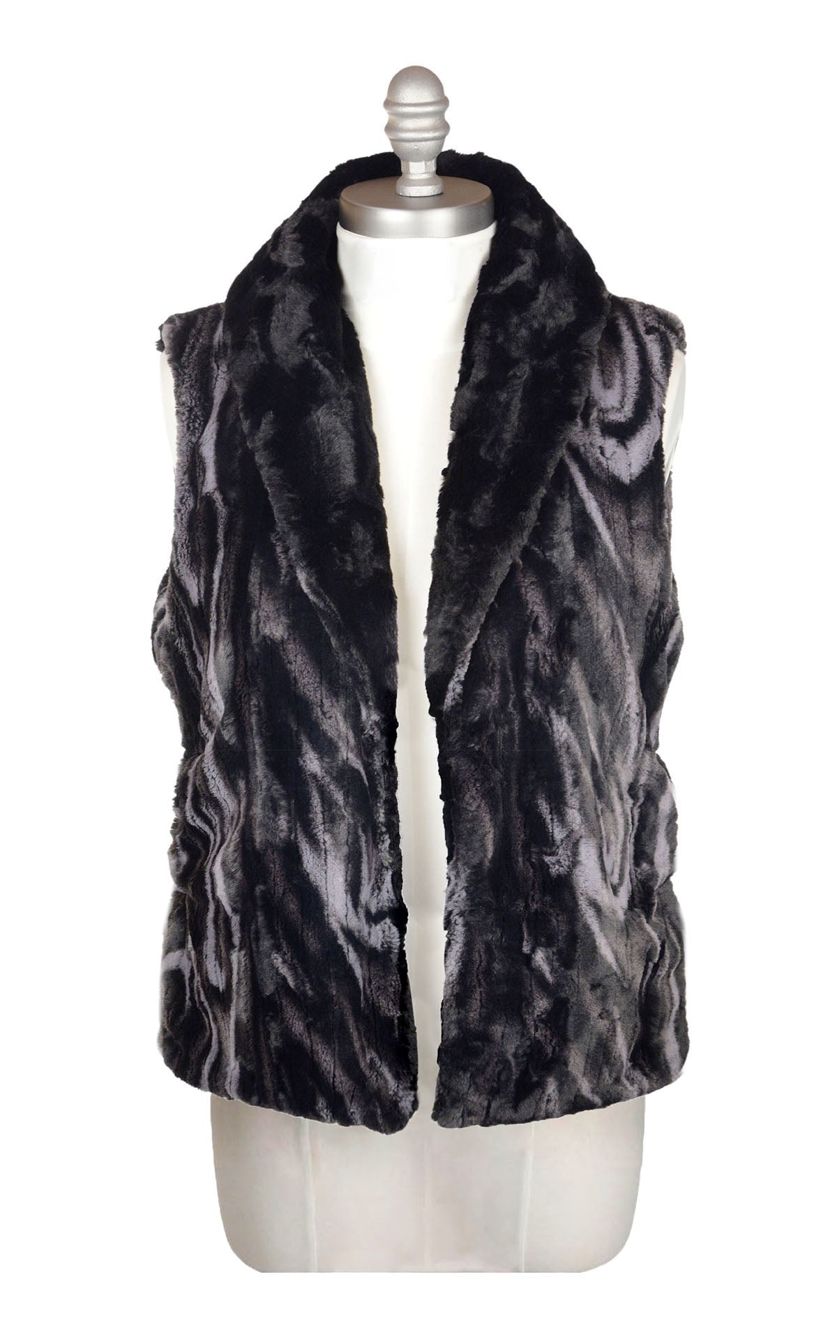 Shawl Collar Vest - Marble Dune Luxury Faux Fur with Cuddly Fur