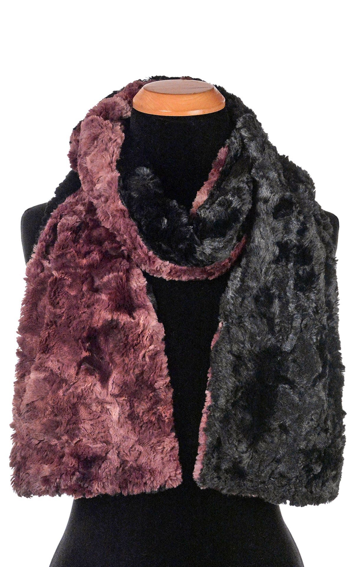 Pandemonium Millinery Classic Scarf - Two-Tone, Luxury Faux Fur in Highland Thistle with Black Scarves