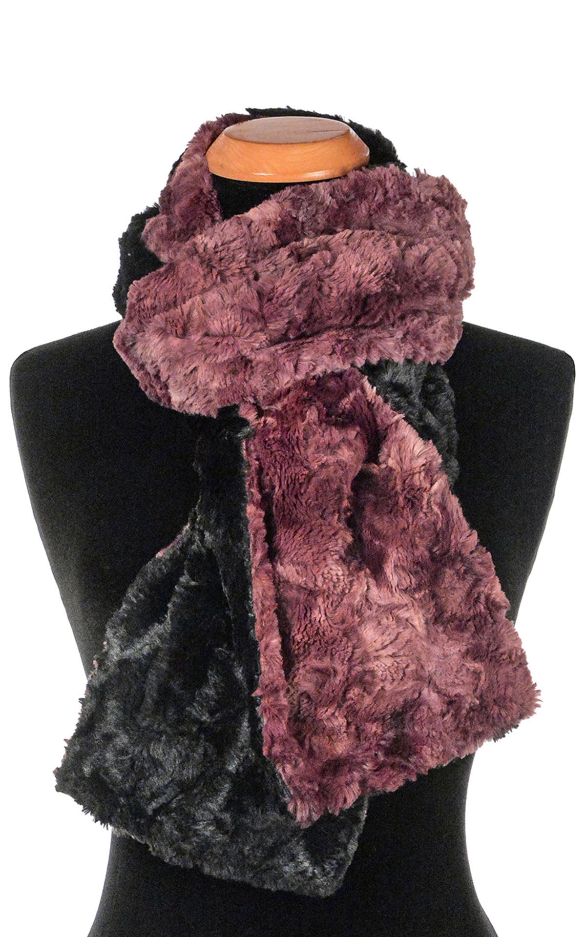 Pandemonium Millinery Classic Scarf - Two-Tone, Luxury Faux Fur in Highland Standard / Thistle / Black Scarves