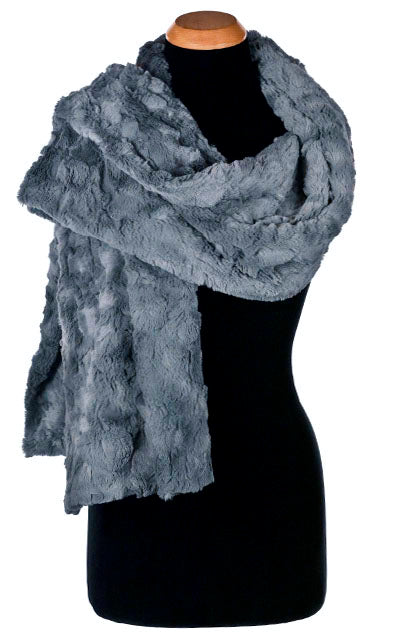 Cuddly Slate | Luxury Faux Fur Stole Wrap | Pandemonium Millinery