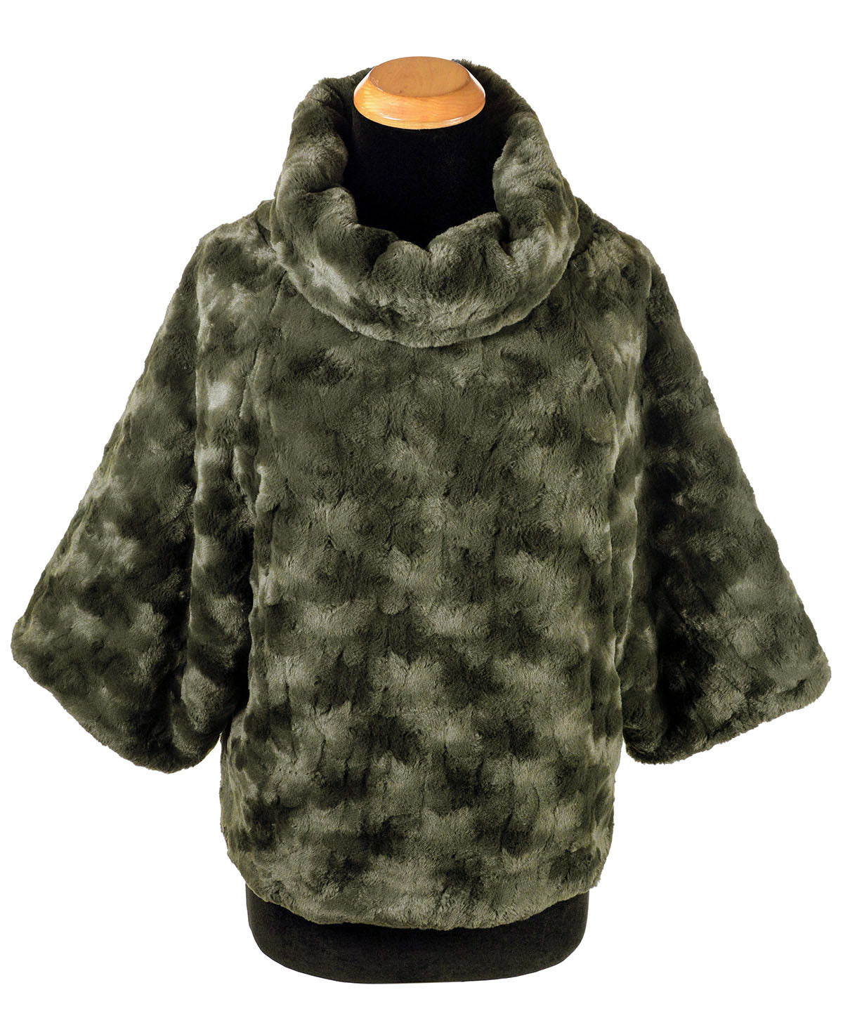 Women&#39;s Sweater Top Long in Army Green Cuddly Faux Fur | Handmade in Seattle WA | Pandemonium Millinery