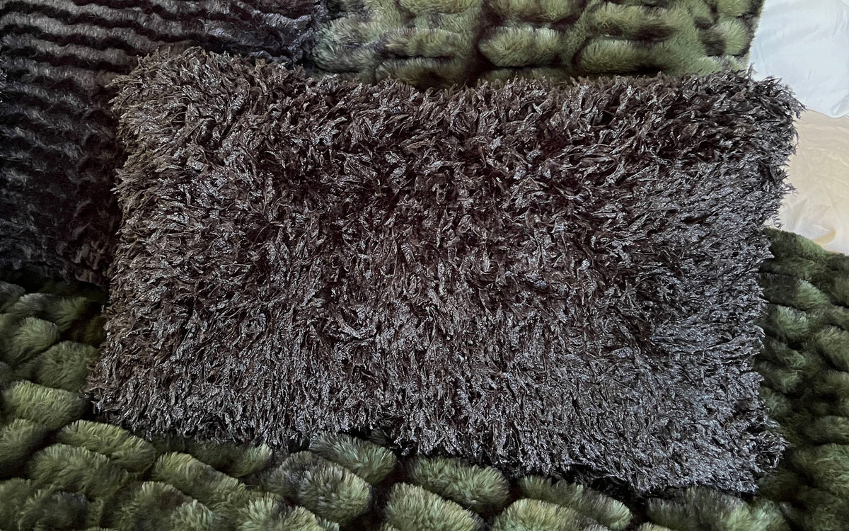 Bolster Rectangular Pillow | Black Swan Faux Fur | Handmade by Pandemonium Seattle