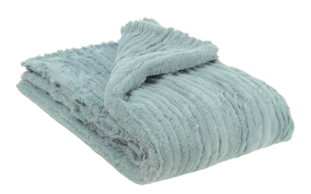 Throw Blanket | Cirrus Faux Fur in Blue Mist | Handmade in USA by Pandemonium Seattle
