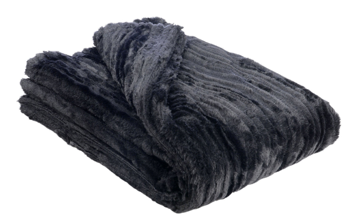 Throw Blanket | Cirrus Faux Fur in Shadow | Handmade in USA by Pandemonium Seattle