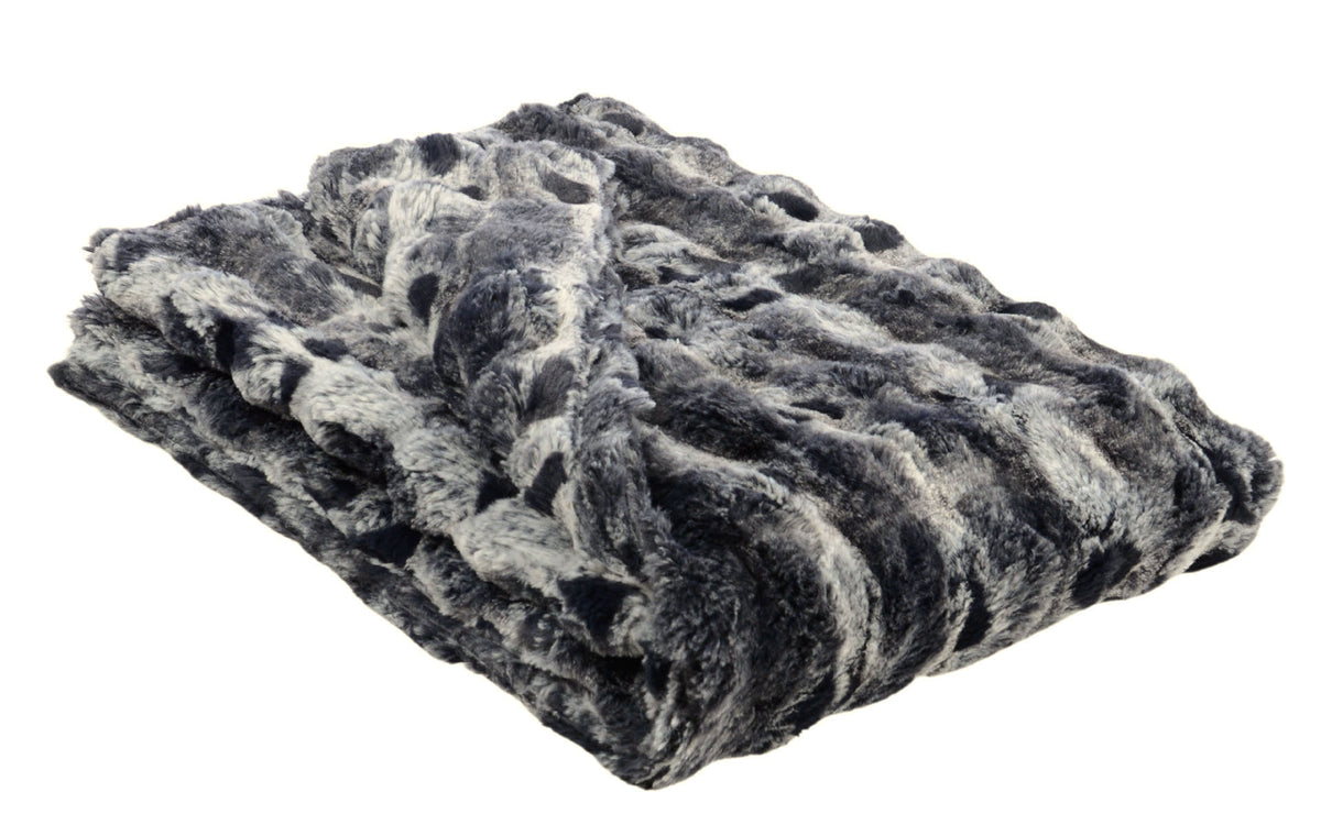 Throw Blanket | Cloudwalk Faux Fur in Shadow | Handmade in USA by Pandemonium Seattle
