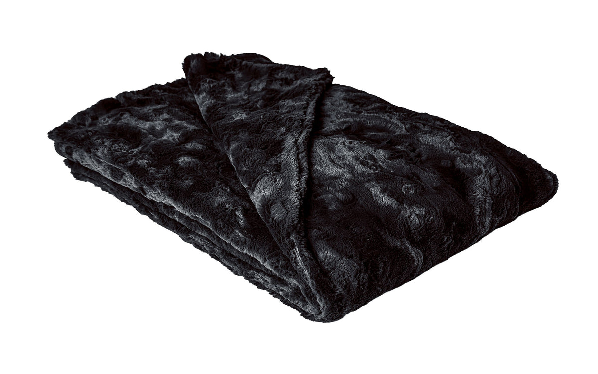 Cuddly Black  Blanket | Luxury Faux Fur Throws | Pandemonium Millinery | Made in Seattle, WA