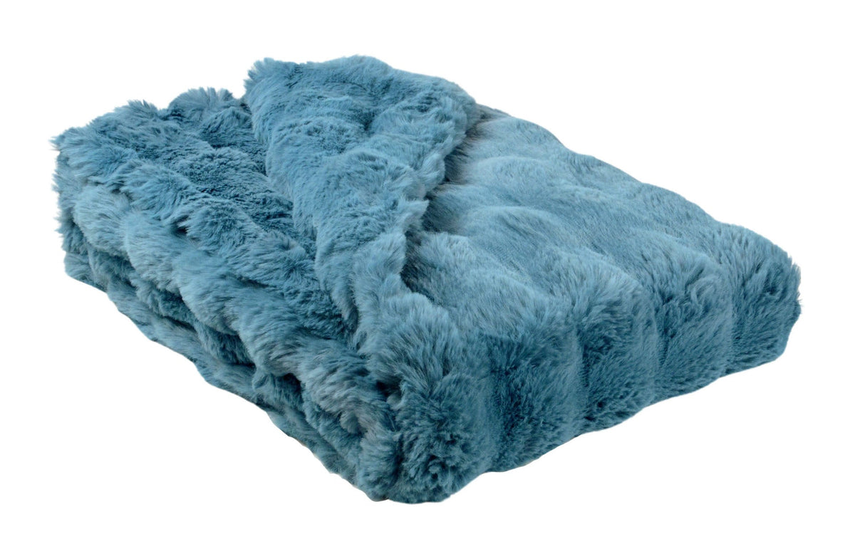 Throw Blanket in Bluebell Enchanted Dreams Faux Fur handmade in Seattle WA USA by Pandemonium Millinery