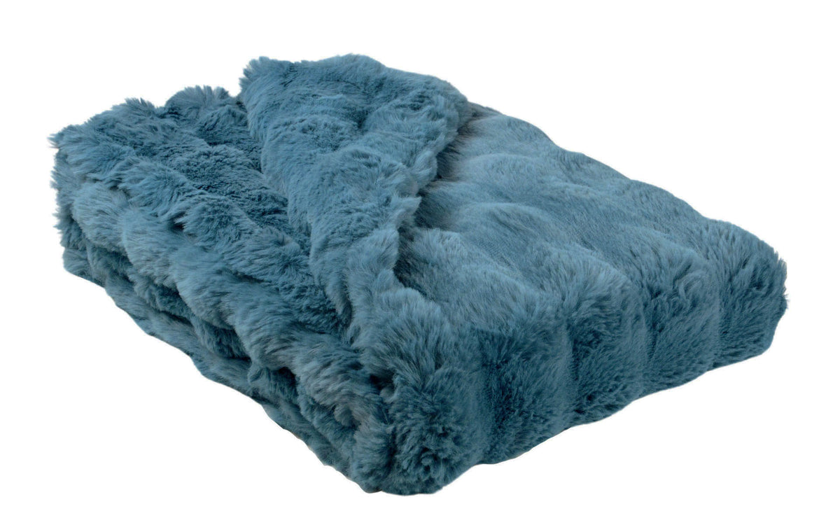 Throw Blanket in Bluebell Enchanted Dreams Faux Fur handmade in Seattle WA USA by Pandemonium Millinery