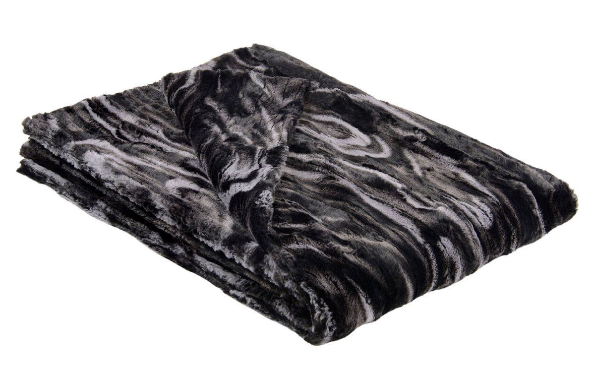 Pet Faux Fur Throw | Show in Marble Dune in Black Marble | Handmade in USA by Pandemonium Seattle