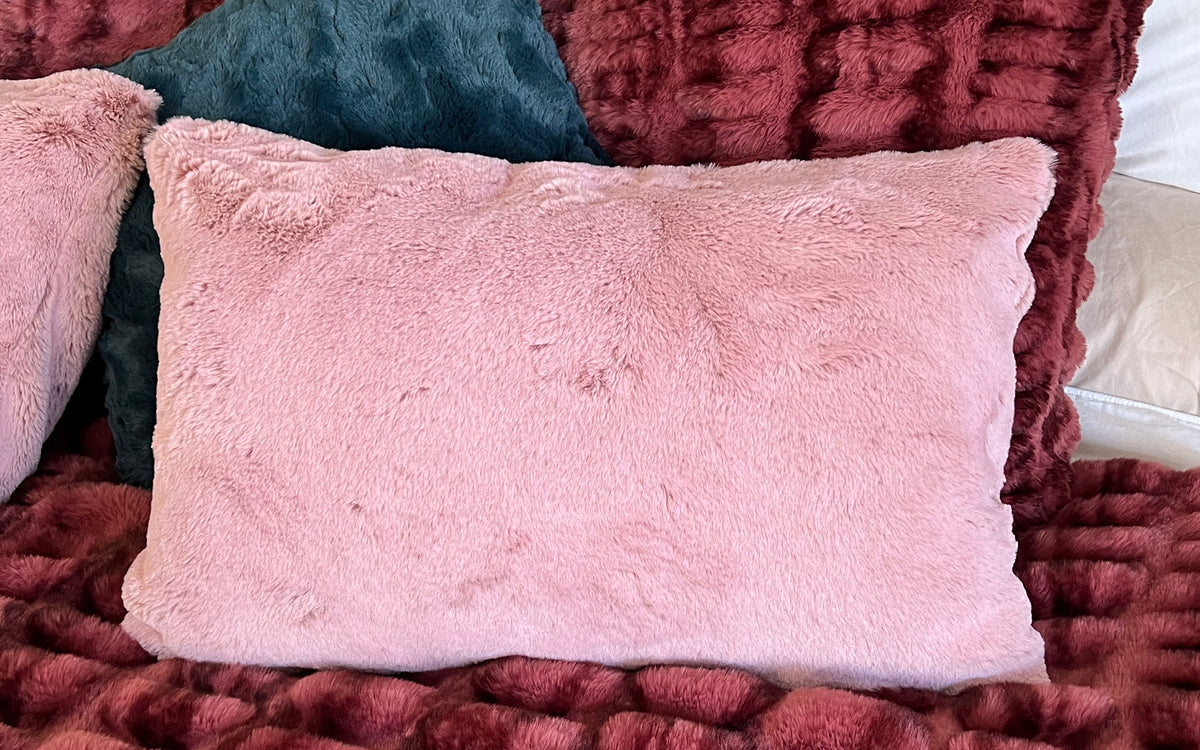 Bolster Rectangular Pillow | Frosted Cedar Faux Fur | Handmade by Pandemonium Seattle