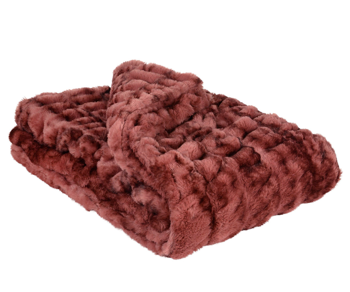 Royal Opulence ruched  Faux Fur in Maple Glow,  Dusty Rose| Luxury Faux Fur Throws | Pandemonium Millinery