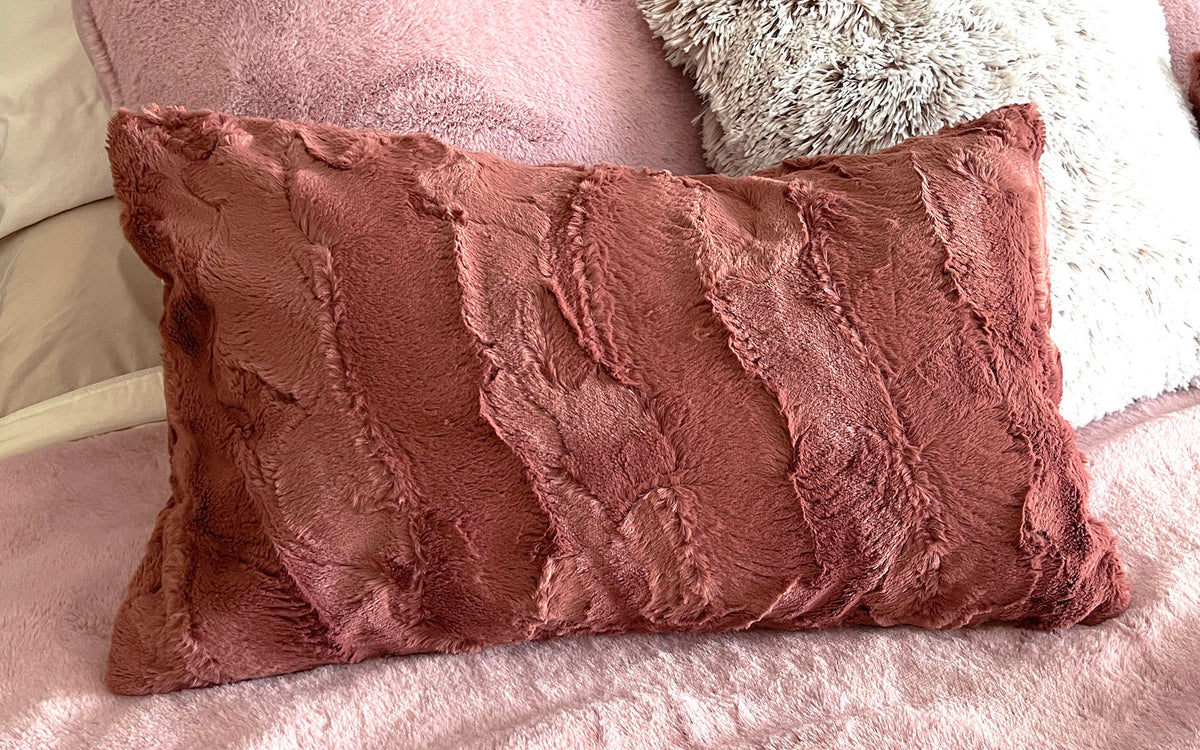 Bolster Rectangular Pillow | Copper River Faux Fur | Handmade by Pandemonium Seattle