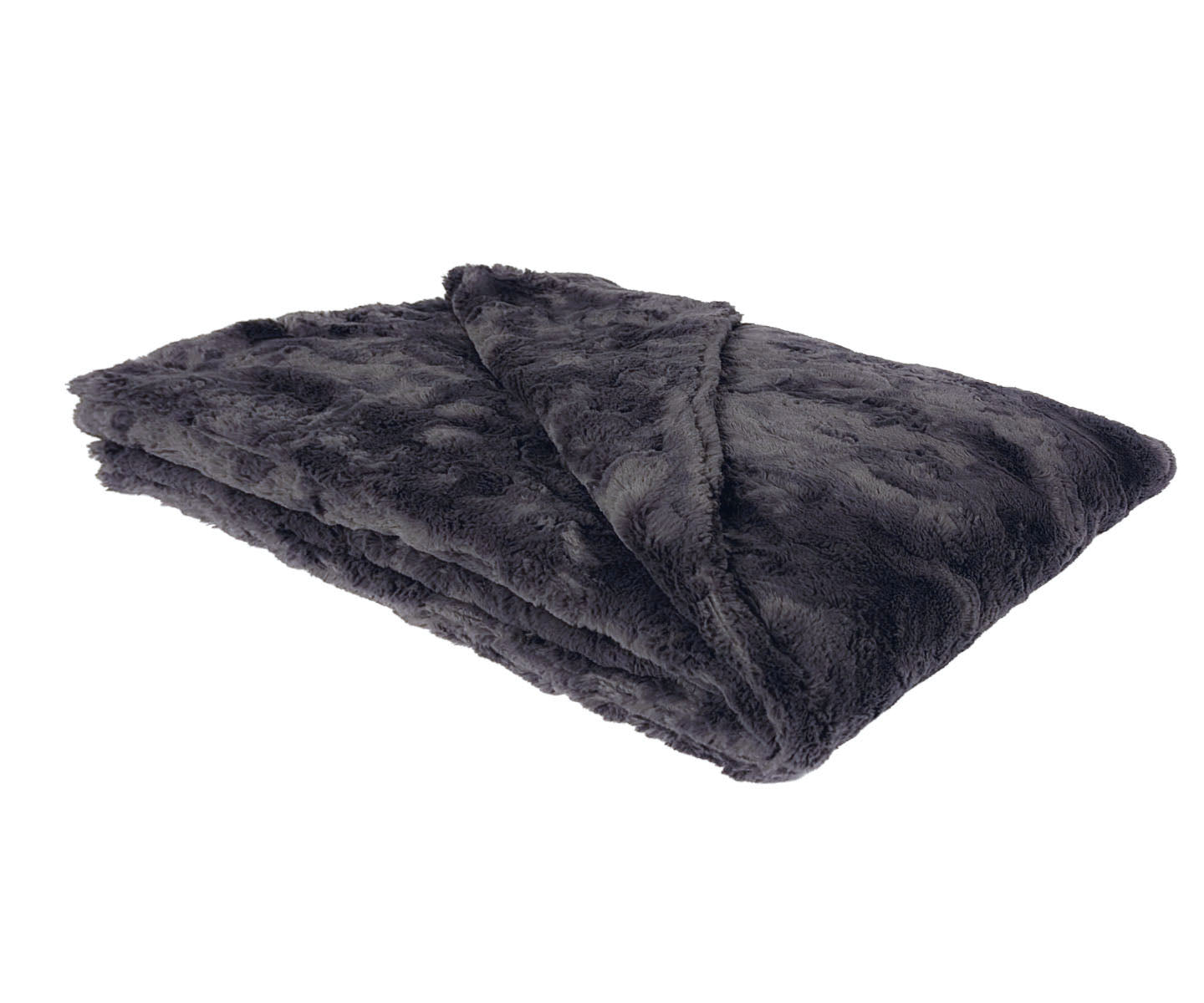 Luxury Faux Fur Throw Blanket in Cuddly Smoky Faux Fur. Made in Seattle, WA, USA by Pandemonium Seattle.